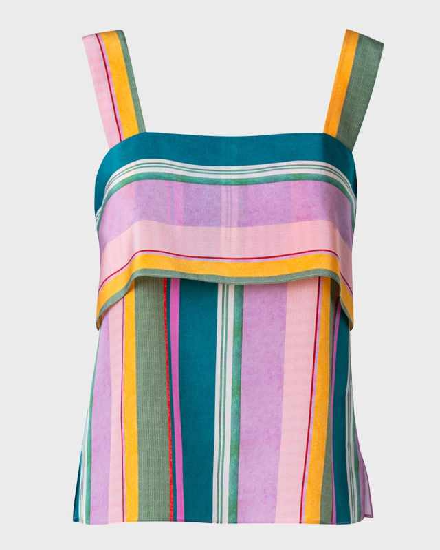 Crepe De Chine Silk Stripe Top